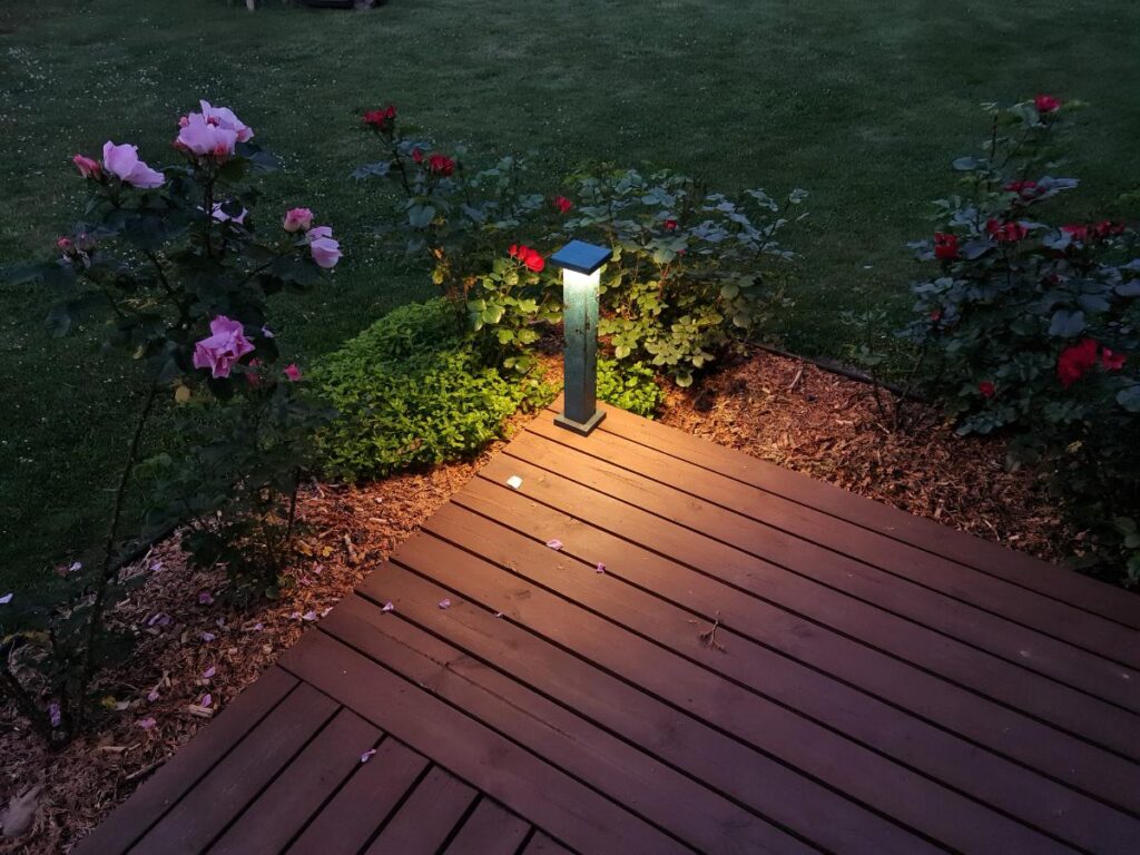 patinated copper patio lamp